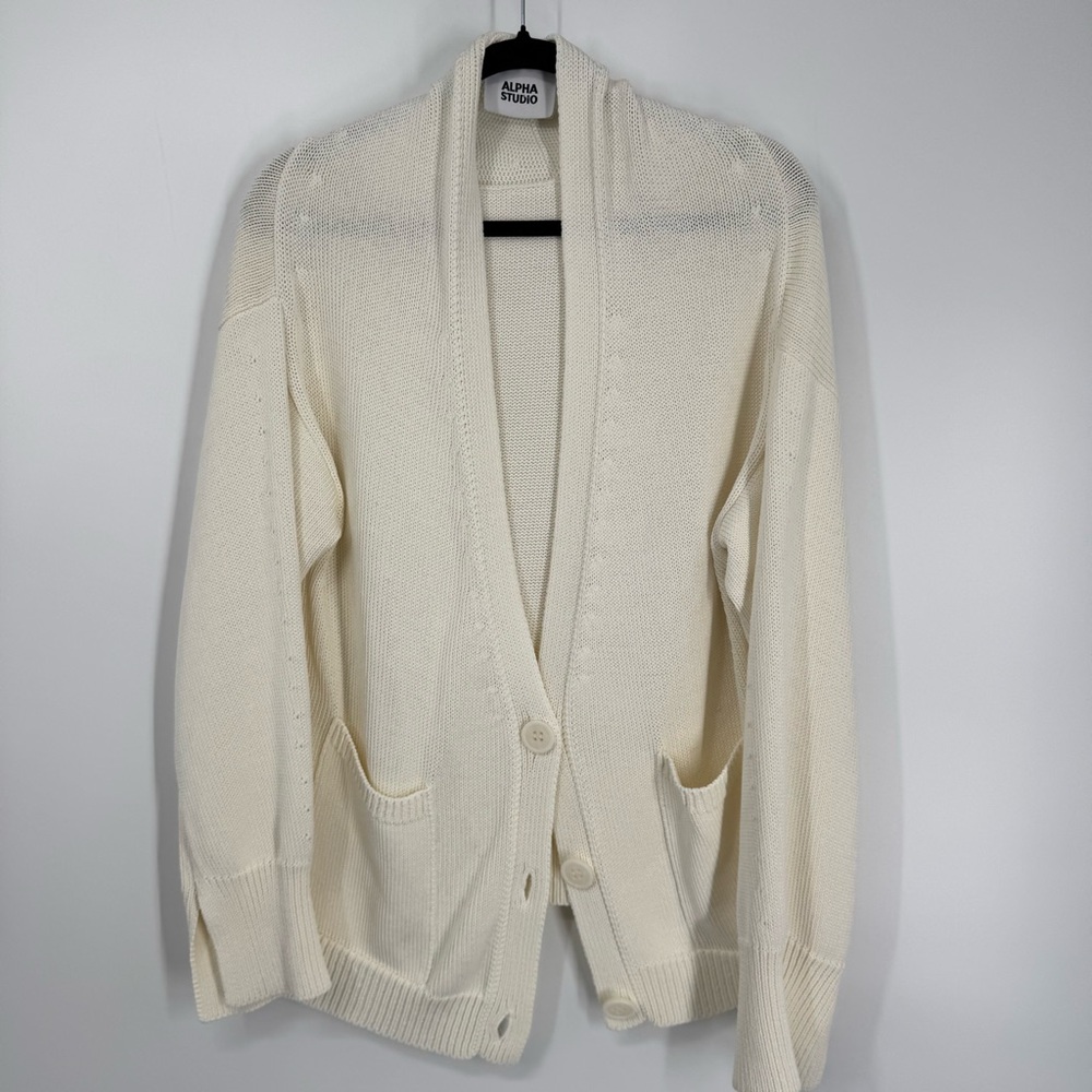 Alpha Studio men’s Cream Cardigan Sweater
